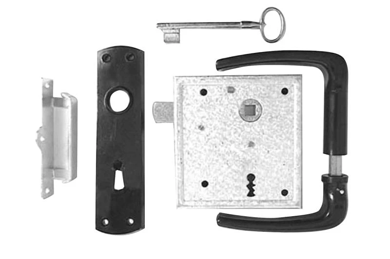 Poortslot / Met Hefschoot / L+R Bruikbaar / Doornmaat 60 Mm / Deurkrukgarnituur Met Schild / Sluitplaat / 2 Bonte Baardsleutels / Staal Verzinkt 3 Poortslot / Met Hefschoot / L+R Bruikbaar / Doornmaat 60 Mm / Deurkrukgarnituur Met Schild / Sluitplaat / 2 Bonte Baardsleutels / Staal Verzinkt