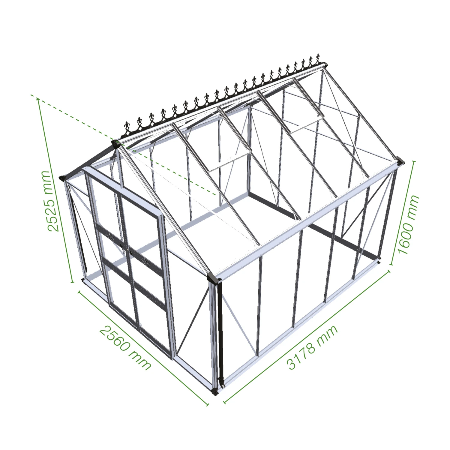 Royal Well Tuinkas Blockley 108 Groen Gecoat Veiligheidsglas 3mm 4 Royal Well Tuinkas Blockley 108 Groen Gecoat Veiligheidsglas 3mm - Afbeelding 2