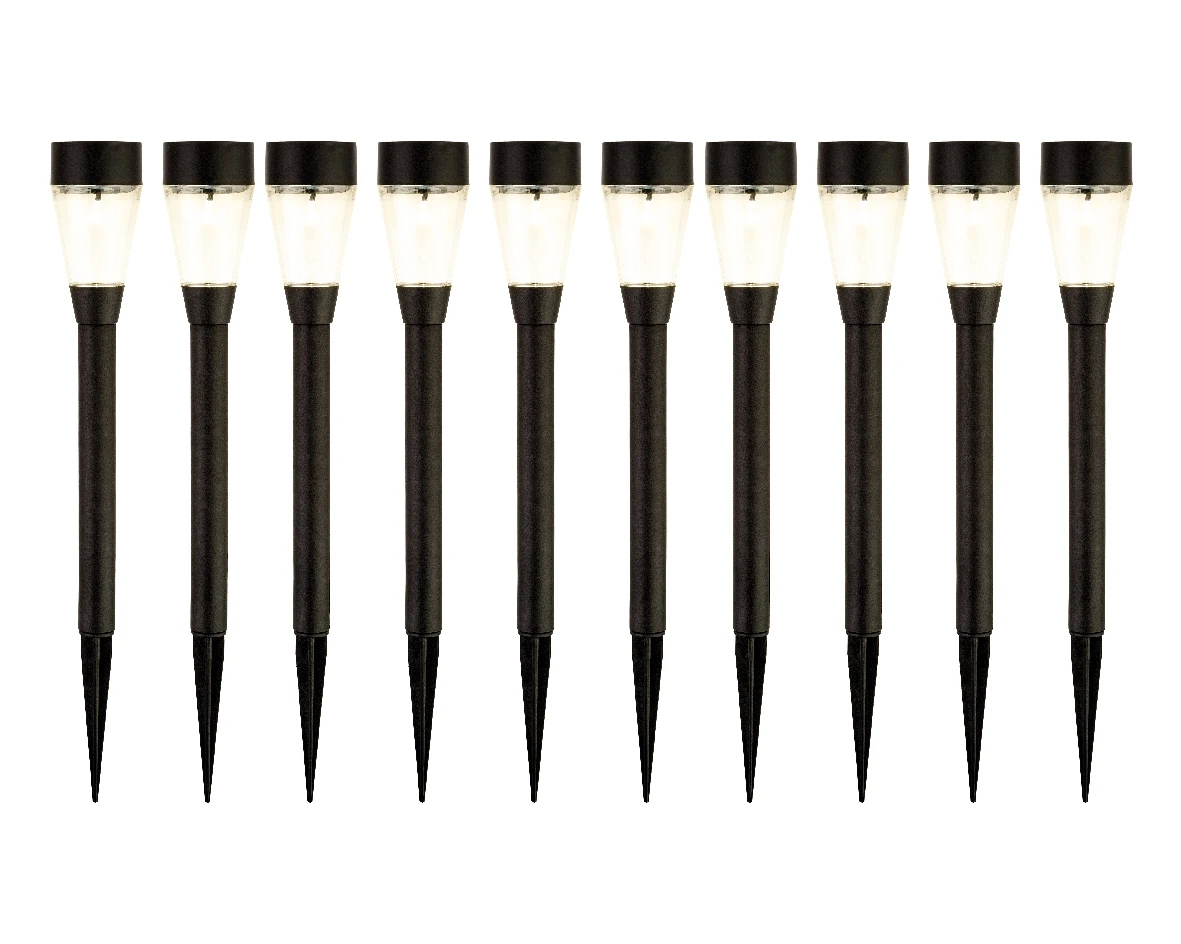 Tuinlampen Set Solar Zwart Kunststof 10 Stuks 3 Tuinlampen Set Solar Zwart Kunststof 10 Stuks