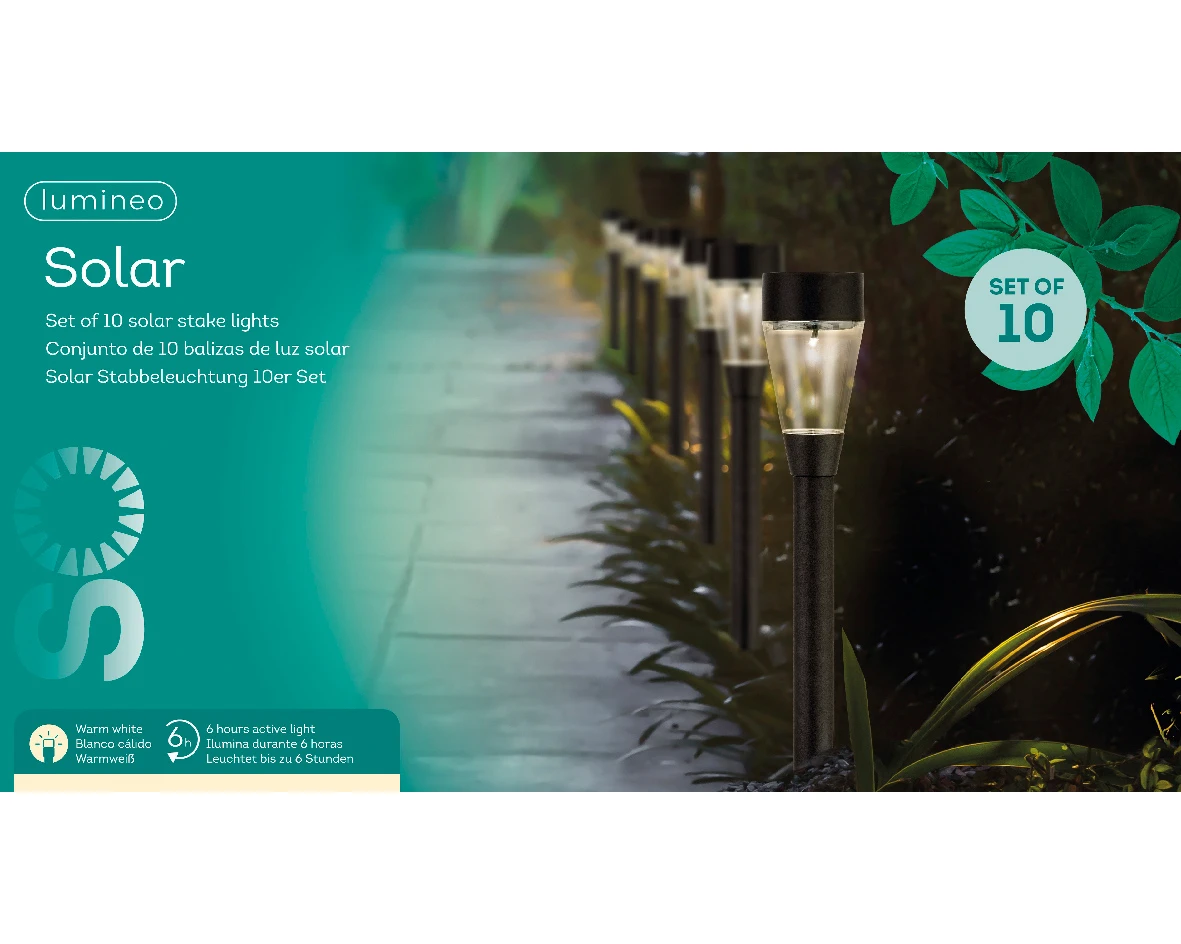 Tuinlampen Set Solar Zwart Kunststof 10 Stuks 5 Tuinlampen Set Solar Zwart Kunststof 10 Stuks - Afbeelding 3