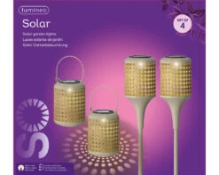 Tuinlampen Set Solar Creme 4 Stuks -Tuingereedschaps Winkel 897416v
