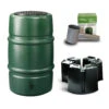 Harcostar Kunststof Regenton Groen 227 Liter Met 3 Delige Voet En Vulautomaat -Tuingereedschaps Winkel RegentonSet 1 1