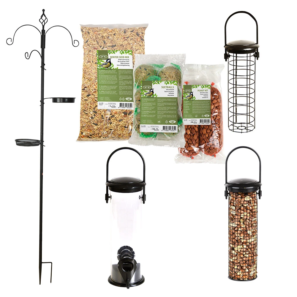 Esschert Grote Vogelvoederhanger Met Plastic Huisjes En Voer 4 Esschert Grote Vogelvoederhanger Met Plastic Huisjes En Voer - Afbeelding 2